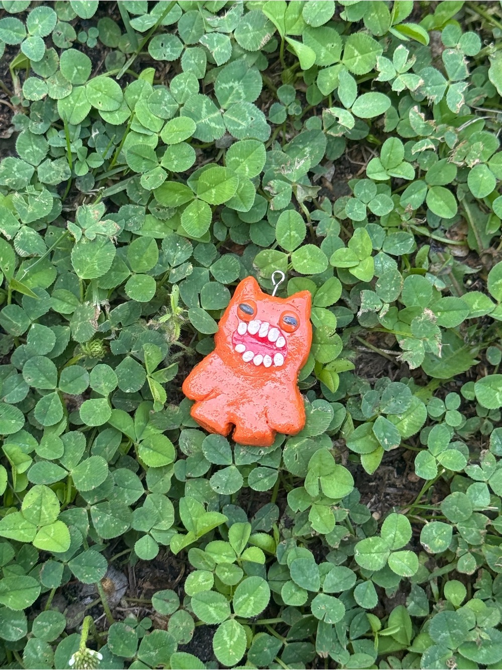 Handmade Orange Monster Charm Pendant